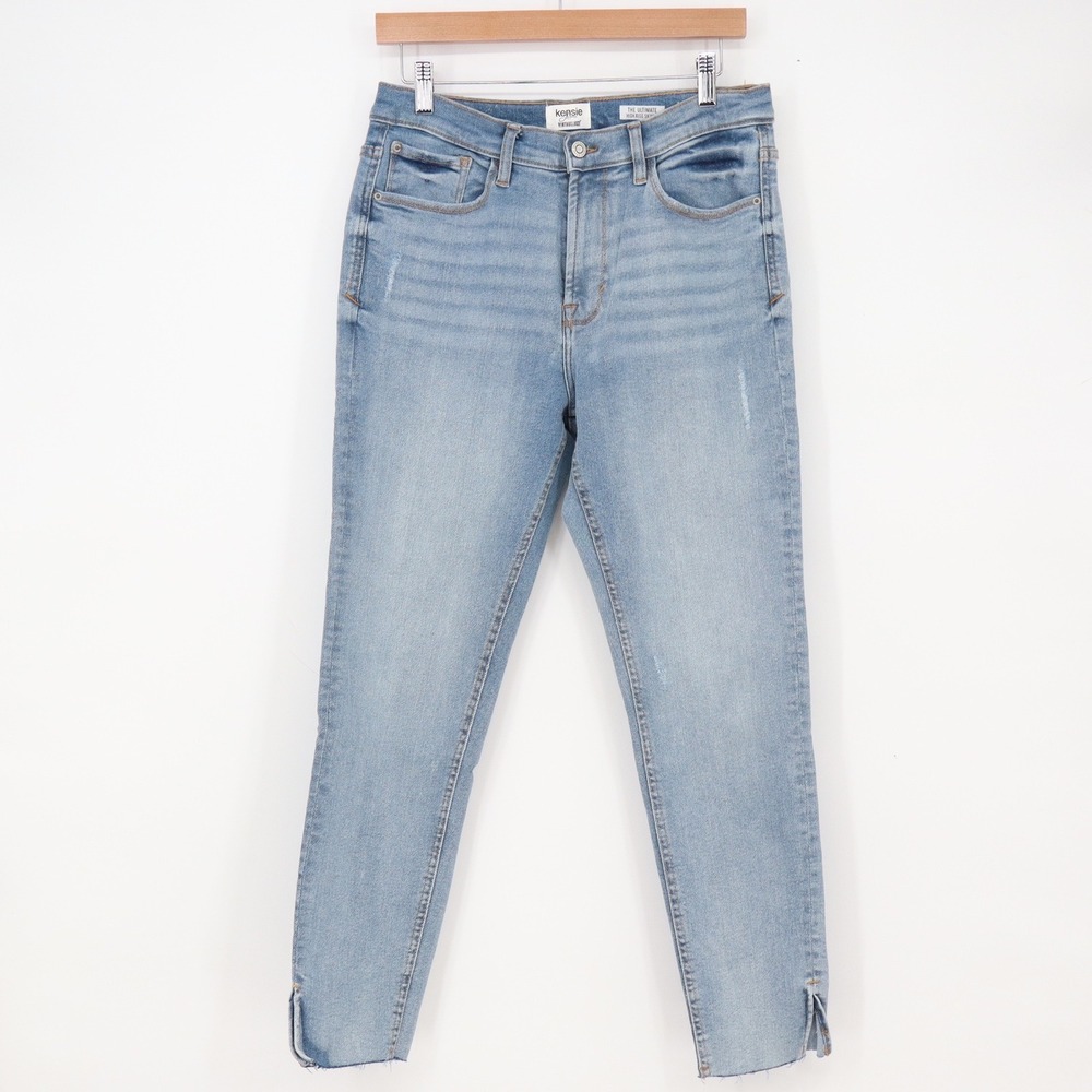 Kensie Jeans Skinny Womens 10/30 Vintage Luxe Light Wash Raw Hem Slit
